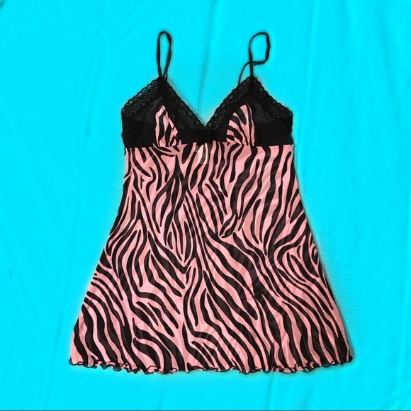 La SENZA Intimates & Sleepwear Pink Zebra Mesh Y2k Tank Top Poshmark